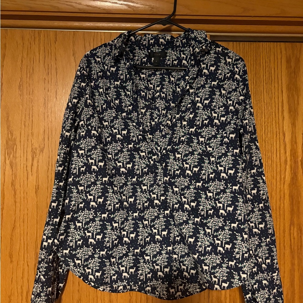 Navy Blue Patterned women's Shirt